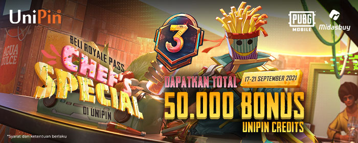 Beli Royale Pass Chef’s Special di UniPin dan Dapatkan Total 50.000 Bonus UniPin Credits!